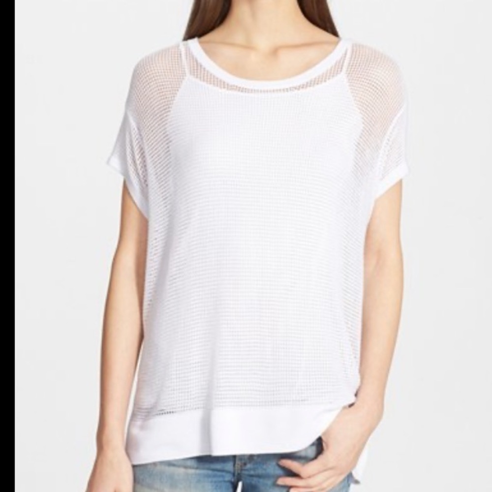 Rag & Bone White Jean Odette Short Sleeve Mesh Tee Size M